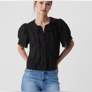 GAP Black Lace Detail Blouse